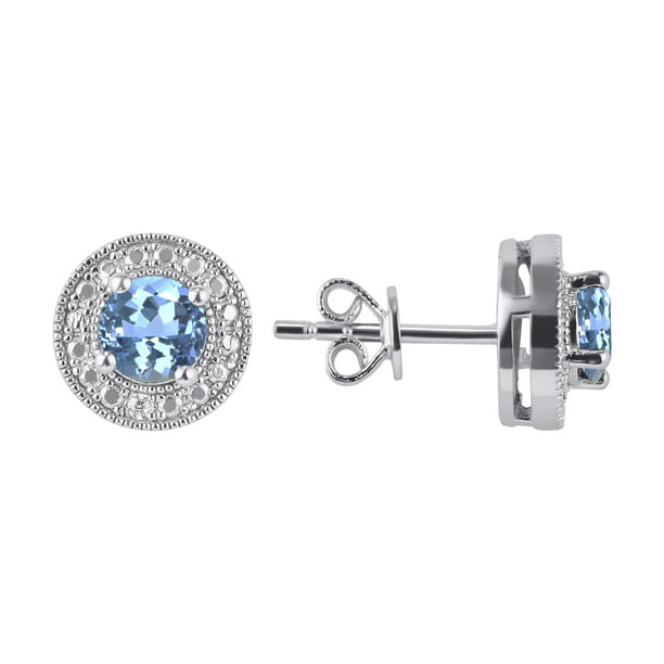 Details about   Real 14kt White Gold 5mm Blue Topaz Earrings